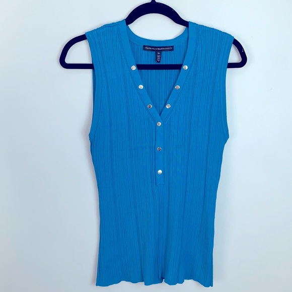 White House Black Market Snap Front Tank In Ocean NEW! - Picture 4 of 6